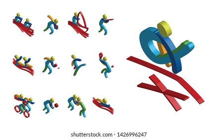 Sports Isometric summer icons set game, Flat 3D Vector Illustration.