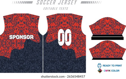 Sports jersey abstract texture design for sublimation, football, racing, gaming, motocross, cycling. Sport t-shir soccer jersey template sublimation front view, abstract texture design for racing