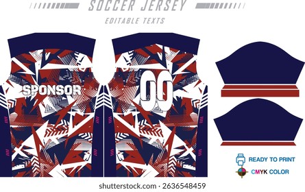 Sports jersey abstract texture design for sublimation, football, racing, gaming, motocross, cycling. Sport t-shir soccer jersey template sublimation front view, abstract texture design for racing