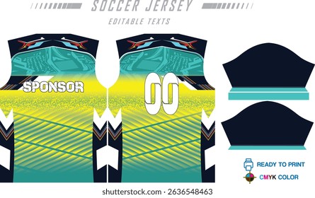 Sports jersey abstract texture design for sublimation, football, racing, gaming, motocross, cycling. Sport t-shir soccer jersey template sublimation front view, abstract texture design for racing