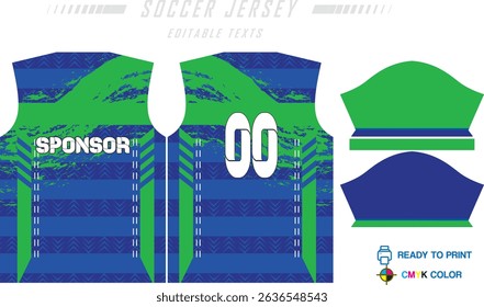 Sports jersey abstract texture design for sublimation, football, racing, gaming, motocross, cycling. Sport t-shir soccer jersey template sublimation front view, abstract texture design for racing
