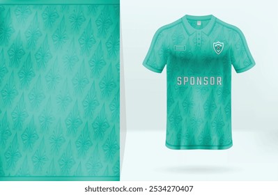 Design de camisa de esportes com uma combinação de cores de verde escuro e verde claro padrões