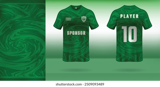 
Design de camisola esportiva com verde abstrato círculo linha padrão fundo