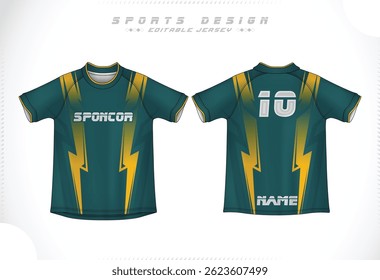Sports Jersey Design for Sport t-shirt, Soccer jersey mockup for football club. uniform front and back view.