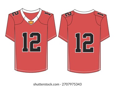  Sports jersey design technical flat sketch vector mockup template.