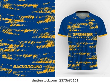 la camiseta deportiva está diseñada en tonos azules y amarillos con un toque abstracto moderno, que incluye ropa deportiva informal, ciclismo, correr, baloncesto, maratones, fútbol y fútbol.