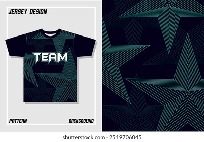 Sports jersey with green star-shaped stripes on a dark background. It is suitable for both casual and strenuous activities.