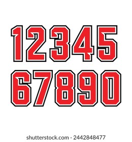 Sports Jersey Numbers Set vector.	