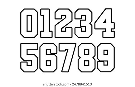 Números de Jersey Deportivo Set Vector.
