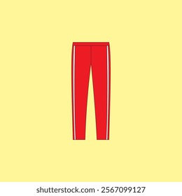 Sports Jersey pant vector illustration. Men's casual wear. Red fit joggers on yellow background