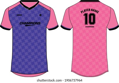Sports jersey t shirt design concept vector template, Football jersey concept with front and back view for  Cricket, soccer, Volleyball, Rugby, tennis and badminton uniform