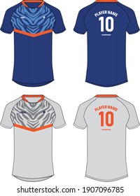 Diseño de camisetas jersey deportivo plantilla vectorial, concepto de diseño de fútbol indio con visión frontal y posterior para el críquet, fútbol, voleibol, rugby, tenis y uniforme de bádminton