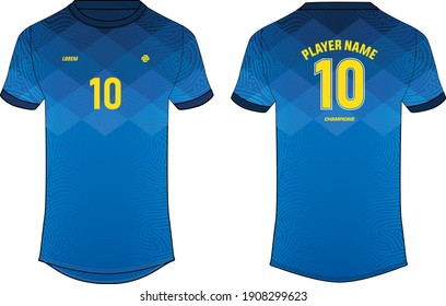 Sports jersey t shirt design concept vector template, Brazil jersey concept with front and back view for football, Cricket, soccer, Volleyball, Rugby, tennis and badminton uniform