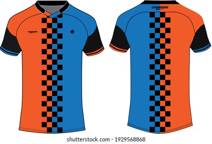 Sports jersey t shirt design concept vector template, Football jersey concept with front and back view for Soccer, Cricket, Volleyball, Rugby, tennis, badminton and active wear uniform.