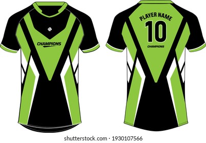 Sports jersey t shirt design concept vector template, Football jersey concept with front and back view for Soccer, Cricket, Volleyball, Rugby, tennis, badminton and active wear uniform.