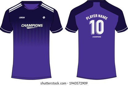 Sports jersey t shirt design concept vector template, Orlando football jersey concept with front and back view for  Cricket, soccer, Volleyball, Rugby, tennis and badminton uniform