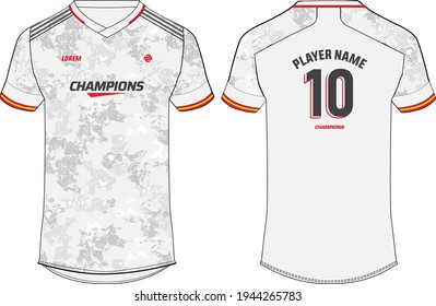 Sports jersey t shirt design concept vector template,  Spain football jersey concept with front and back view for Cricket, soccer, Volleyball, Rugby, tennis and badminton uniform