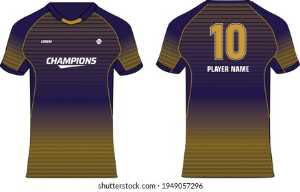 Sports jersey t shirt design concept vector template, Cricket jersey concept with front and back view for Kolkata Knight Riders Jersey