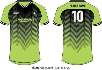 Sports jersey t shirt design concept vector template, Football jersey concept with front and back view for Soccer, Cricket, Volleyball, Rugby, tennis, badminton and active wear uniform.