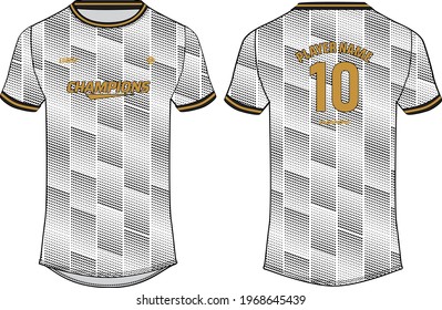 Sports jersey t shirt design concept vector template, Round neck football jersey concept with front and back view for Cricket, soccer, Volleyball, Rugby, tennis and badminton uniform