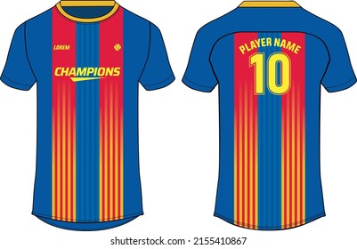 Diseño de camisetas de jersey deportivo ilustración de sketch plano, Wave abstracta impresión de jersey de fútbol de cuello redondo con visión frontal y posterior para el juego de uniformes de críquet, fútbol, voleibol y bádminton