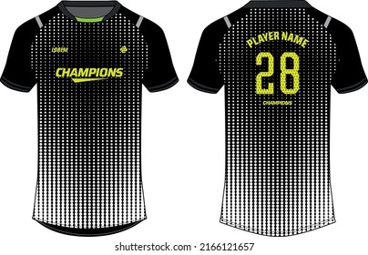 Diseño de camisetas de jersey deportivo dibujo plano ilustración vectorial, patrón abstracto Raglan Torneo de cuello atado concepto de camiseta de fútbol con vista frontal y posterior para el juego de cricket, fútbol, voleibol, camiseta de rugby