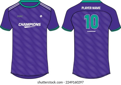 Diseño de camisetas de jersey deportivo ilustración de sketch plano, concepto de camiseta de fútbol de cuello redondo abstracto de semitono con vista frontal y posterior para juego de uniformes de críquet, fútbol, voleibol y bádminton