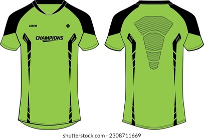 Sports jersey t shirt design flat sketch illustration, Abstract pattern V neck raglan sleeve Football jersey concept with front and back view for Soccer, Cricket, Volleyball, Rugby, badminton uniform