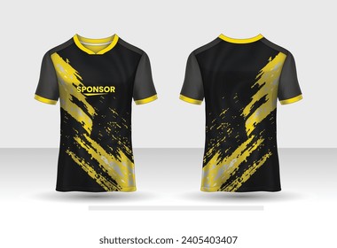 Sports jersey t shirt design flat sketch vector illustration, Abstract pattern Raglan Round neck tees football jersey concept with front and back view