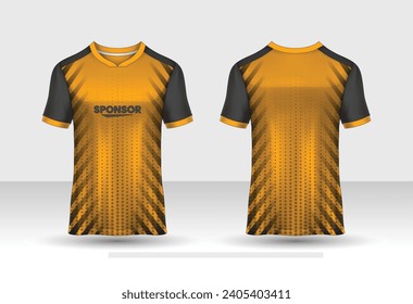 Sports jersey t shirt design flat sketch vector illustration, Abstract pattern Raglan Round neck tees football jersey concept with front and back view