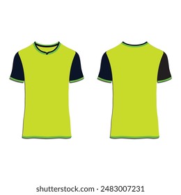 Sports jersey t shirt design concept vector template, V neck raglan sleeve Football jersey concept with front and back view for Soccer, Cricket, Volleyball, Rugby, badminton uniforms.