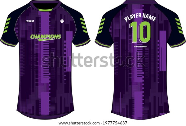 Sports jersey t shirt design concept vector\
template, Raglan Round neck tees football jersey concept with front\
and back view for Cricket, soccer, Volleyball, Rugby, tennis and\
badminton uniform