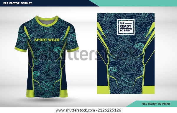 Sports jersey t shirt design concept vector\
template, V neck raglan sleeve Football jersey concept with front\
and back view for Soccer, Cricket, Volleyball, Rugby, tennis,\
badminton uniforms