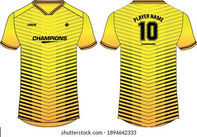 Sports jersey t-shirt design concept vector template, sports jersey concept with front and back view for Soccer, Cricket, Football, Volleyball, Rugby, tennis, badminton and e-sports uniform.