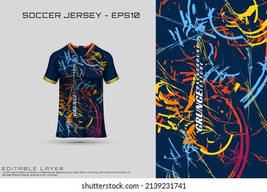 Sports jersey and t-shirt template sports jersey design vector mockup. Sports design for football, racing, gaming jersey. Vector