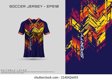 Sports jersey and t-shirt template sports jersey design vector mockup. Sports design for football, racing, gaming jersey. Vector