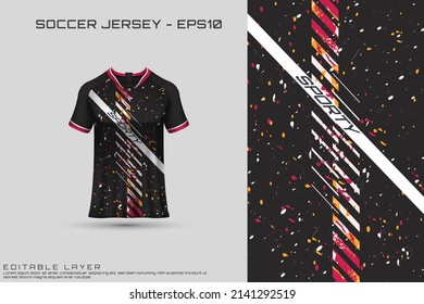 Sports jersey and t-shirt template sports jersey design vector mockup. Sports design for football, racing, gaming jersey. Vector