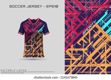 Sports jersey and t-shirt template sports jersey design vector mockup. Sports design for football, racing, gaming jersey. Vector