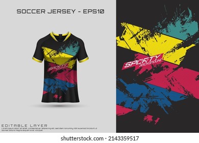 Sports jersey and t-shirt template sports jersey design vector mockup. Sports design for football, racing, gaming jersey. Vector