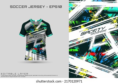 Sports jersey and t-shirt template sports jersey design vector mockup. Sports design for football, racing, gaming jersey. Vector.	