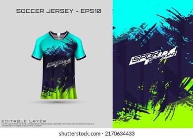 Sportjersey und T-Shirt Vorlage Sport Jersey Design Vektorgrafik nach oben. Sportdesign für Fußball, Rennen, Gaming Jersey. Vektorgrafik.	