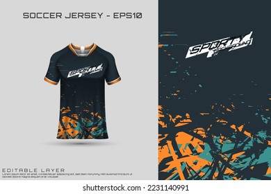 Sports jersey and t-shirt template sports jersey design vector. Sports design for football, racing, gaming jersey. Vector.