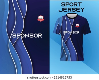 Sports jersey and t-shirt template sports jersey design vector. Sports design for football, racing, gaming jersey. Vector. Dark blue color