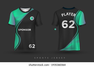 sports jersey and t-shirt template, Graphic design for football or activewear uniforms, Easily changing colors and lettering styles in your team. Soccer jersey mockup for the football club.