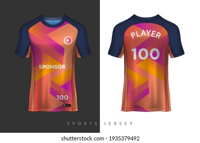 sports jersey and t-shirt template, Graphic design for football or activewear uniforms, Easily changing colors and lettering styles in your team. Soccer jersey mockup for the football club.