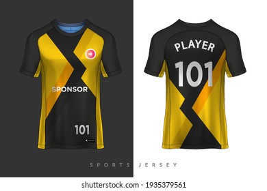 sports jersey and t-shirt template, Graphic design for football or activewear uniforms, Easily changing colors and lettering styles in your team. Soccer jersey mockup for the football club.