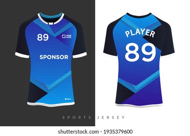 sports jersey and t-shirt template, Graphic design for football or activewear uniforms, Easily changing colors and lettering styles in your team. Soccer jersey mockup for the football club.