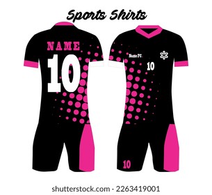 Sports jersey vector illustration with black and pink pattern, for free design.