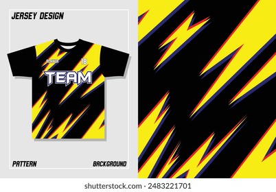 A sports jersey with a yellow thunder pattern blends dynamic design with athletic functionality. The bold thunderbolt motif symbolizes speed and power, making it perfect for athletes.