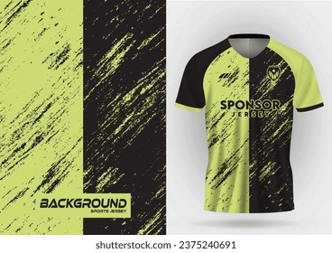 Sports jerseys are designed in green and black tones with abstract modern template patterns, sporty casual style cycling running basketball marathon soccer football.